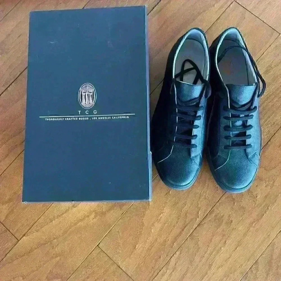 TCG Kennedy Mens Black Leather Low Top Lace Up Lifestyle Sneakers Shoes SAVE $51 - Picture 6 of 7